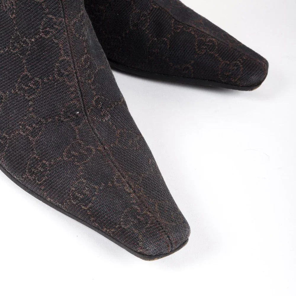 *SOLD* Gucci GG Monogram Canvas Espresso Brown Boots - Picture 6 of 12
